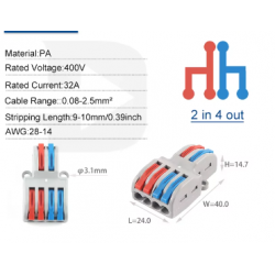 Quick Wire Connector 2-in 4-out