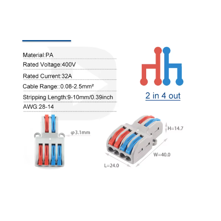 Quick Wire Connector 2-in 4-out