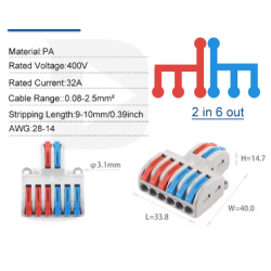 Quick Wire Connector 2-in 6-out