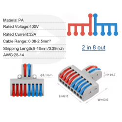 Quick Wire Connector 2-in 8-out