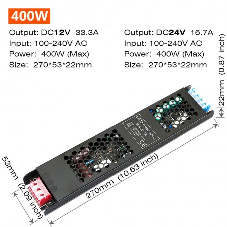 24v 400W Fanless Slim Power Supply