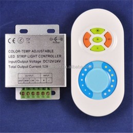 LED Dimmer Controller 10A Adjustable with Touch RF Wireless Remote Control for Single Color Strip Light