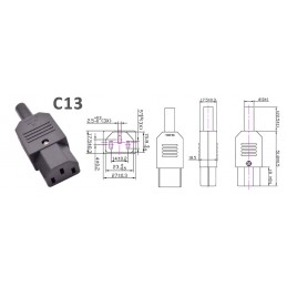 IEC 320 Straight Cable AC Socket C13