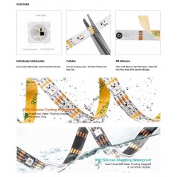 12v RGB WS2815 Addressable 30 LED/m IP67 Waterproof